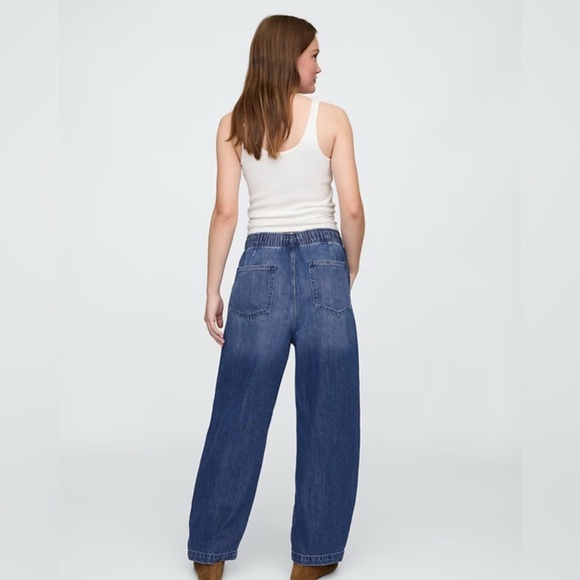 Gap Dark Wash Denim Utility Pull-On Barrel Jeans NWT - Picture 3 of 5